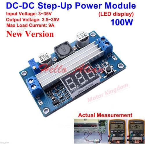100W DC-DC Boost Step up 3V-35V To 5V 9V 12V 24V Adjustable Converter Voltmeter