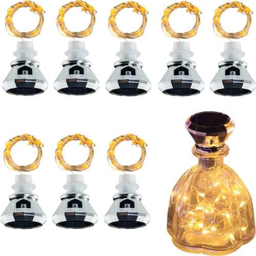 12/6/3/1pcs 2M 20leds Solar Wine Bottle Lights Outdoor Copper Wire Diamond Fairy Lamp for Xmas Wedding Party Garland Vase Decor