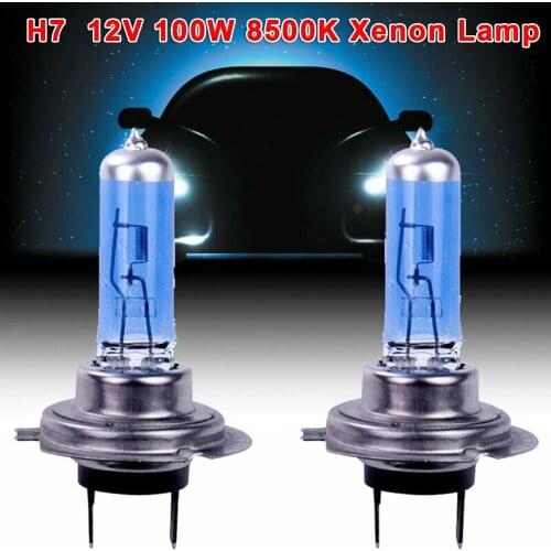 2pcs White Lights 12V H7 100W 8500K Xenon Lamps Super Bright Halogen Car Headlight Bulbs Replacements