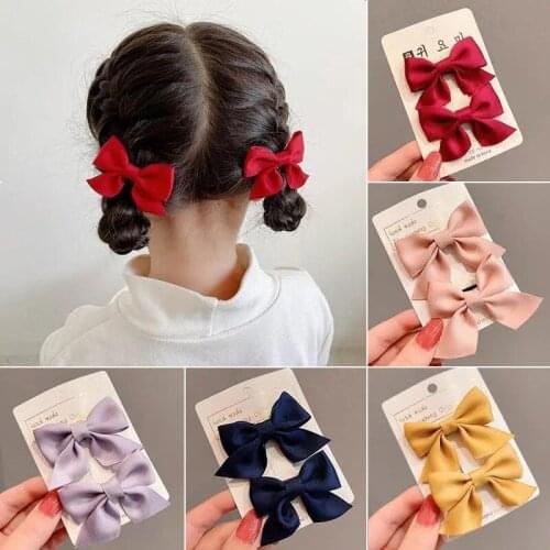 2PCS/Bow Headgear Cute Sweet Little Girl Hair Accessories Summer Girls Net Red Clips Baby Hairpins Children Hair Clips