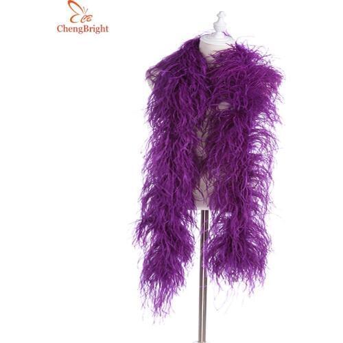 2 Yards fluffy Purple ostrich feather boa skirt Costumes/Trim for Party/Shawl/Craft feather boa in wedding plume decorations Diy