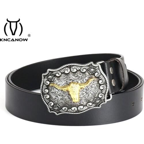 2021 Luxury New Fashion Designer Men Belt Retro Western Bull Buckle High Quality Genuine Leather Of Cowskin For Trousers Strap