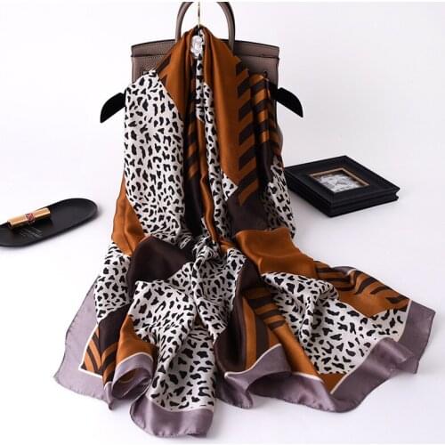 2021 Women Silk Winter Scarf Luxury Design Print Lady Beach Shawl Scarves Fashion Smooth Foulard Female Hijab