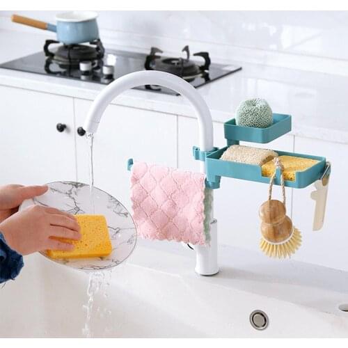3 In 1 Rotatable Faucet Rack Rag Shelf Multi Layers Kitchen Supplies Storage Rack Sink Sponge Holder Drain Rack Material Tools