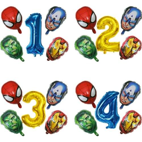 Spiderman Captain America iron Man round balloon Baby Shower Number Balloon happy Birthday Party Decor Kids Toy Latex ball