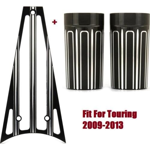 Black Gauge Frame Grille Fork slider boots covers Road King Classic FLHRC FLHR FLHX FLTR 2009-2013
