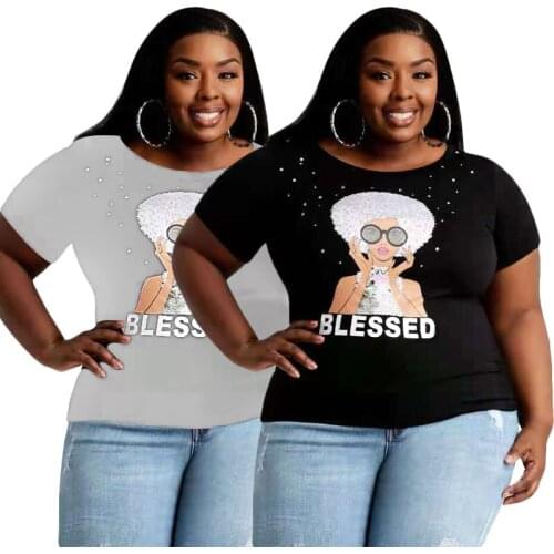 ChocoMisty-LadyPlus Plus-size Tops Letter Print Round Neck T-shirt P5091
