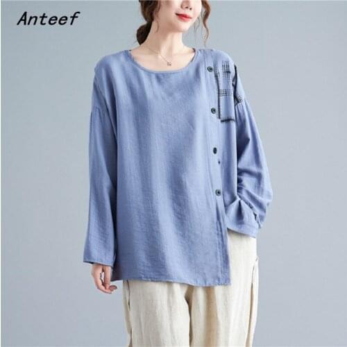 Long sleeve oversized cotton autumn korean fashion tshirt vintage tee t shirt casual loose top women 2021 t-shirts clothes