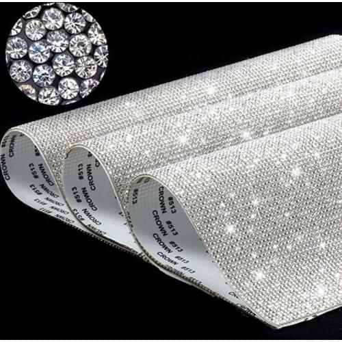 24*20cm Rhinestone Double-sided Self-adhesive Crystal Sticker Multifunction Diy Photo Frame Car Tablet Decor 10 Colors