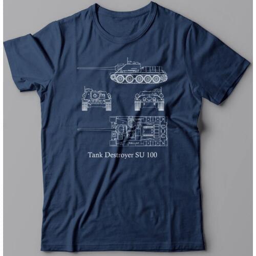 Print O-Neck Tank Destroyer SU 100 - T-shirt, Military USSR CCCP WWII WW2, World of Tanks Summer Style T Shirt Men