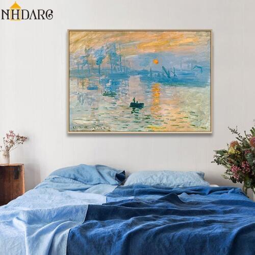 Claude Monet Impression Sunrise Posters and Prints Canvas Print Painting Art Wall Picture for Living Room Home Decor Wall Art