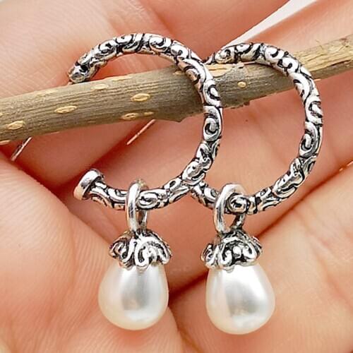 Fashion Baroque Pearl Earrings electroplating Antique Silver retro style earrings for women 2020 NEW