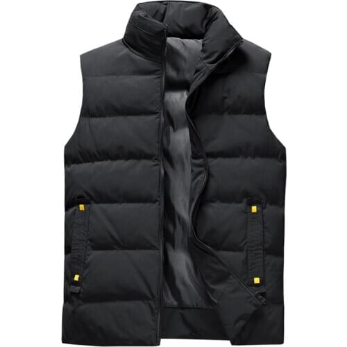 Mens fashion city autumn winter warm vest thick jacket popular logo down cotton jacket size m-5xl