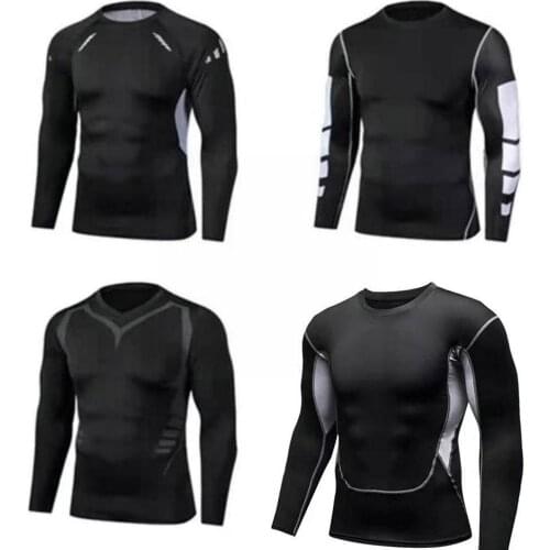 1 Pcs Mens Yoga Tight Long Sleeve Tights Training Shirt Wicking Suit Suit Fitness Suit Quick-drying Running Sports Clothes B8d2