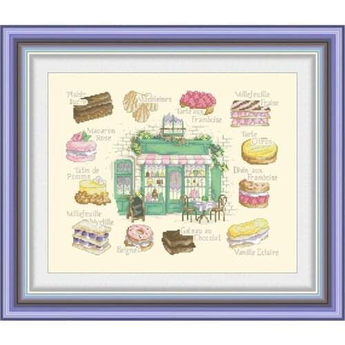 Desserts in the cake shop cross stitch kits light yellow pattern design 18ct 14ct 11ct unprint canvas embroidery DIY needlework