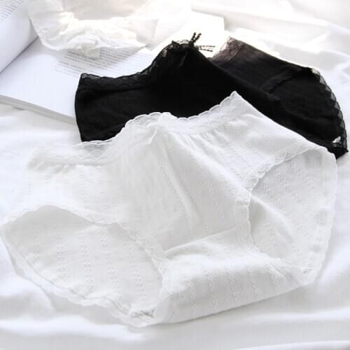 Young girl Underwear 6pc/lot Cotton Lovely middle Waist Briefs student Panties children black white solid Teenagers