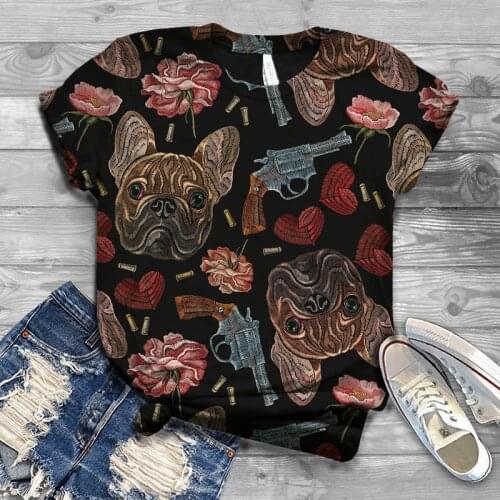 2021 new hot-selling short-sleeved summer 3DT shirt dog figure print short-sleeved couple T-shirt animal plus size casual shirt