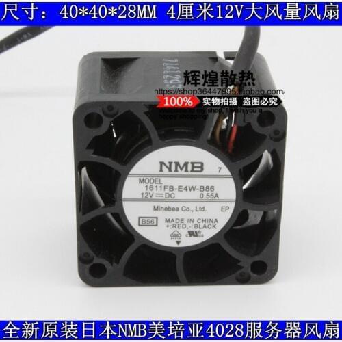 NEW NMB-MAT Minebea 1611FB-E4W-B86 4028 12V 4CM Frequency converter cooling fan