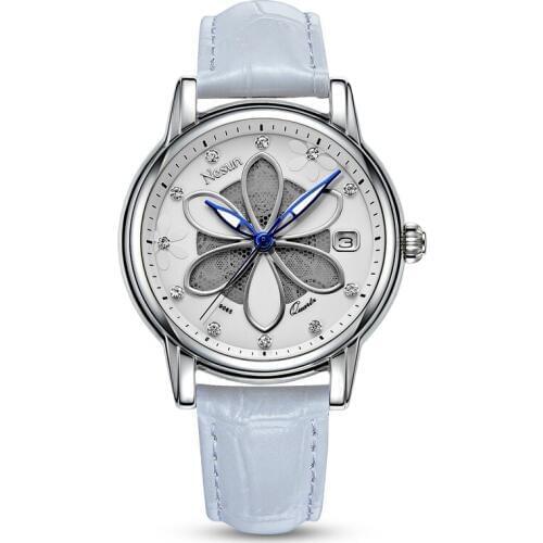 New Switzerland Nesun Womens Watches Luxury Brand Quartz Watch Women Six-leaf grass design Clock Diamond Wristwatches N9065-4