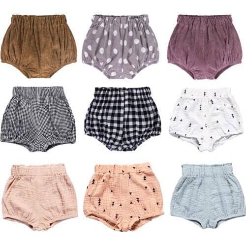 0-5Y Kawaii Newborn Baby Boys Bloomer Shorts Triangle PP Pants Cotton Linen Solid Dot Girls Short Summer Trouser Toddler Clothes