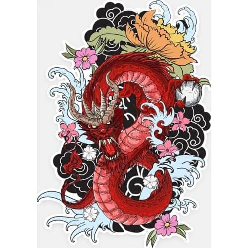 Personalized Animal Dragon and Fish PVC Car Sticker Reflective Dragon Totem Scratching Full Body Head Styling Decals Waterproof