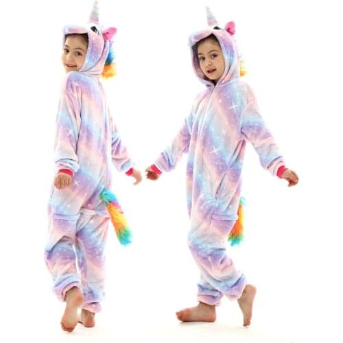 Girls Unicorn Pajamas Kids Onesie Kigurumi Cartoon Pyjamas for Girls Baby Pijamas Winter Jumpsuit for Kids Childrens Sleepwear