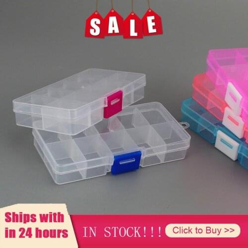 10 Grids Compartment Plastic Storage Box Pearls Square Diamond Painting Jewelry Bead Case Screw Display Organizer Container