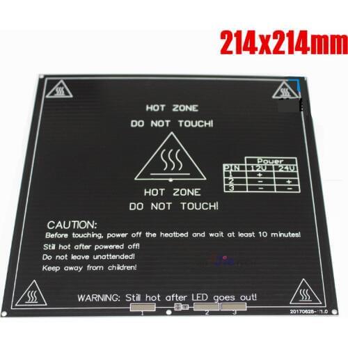 214x214mm Updated Mk2b aluminum heated bed PCB heating bed build platform 12/24V dual voltage circuit board 3D printer