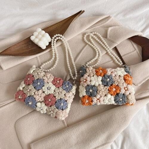 Girls DIY Woven Beach Bag 2021 New Tide Autumn Knitting Bag Shoulder Bag Casual Bag Flower Woven Diy Small Bag Female