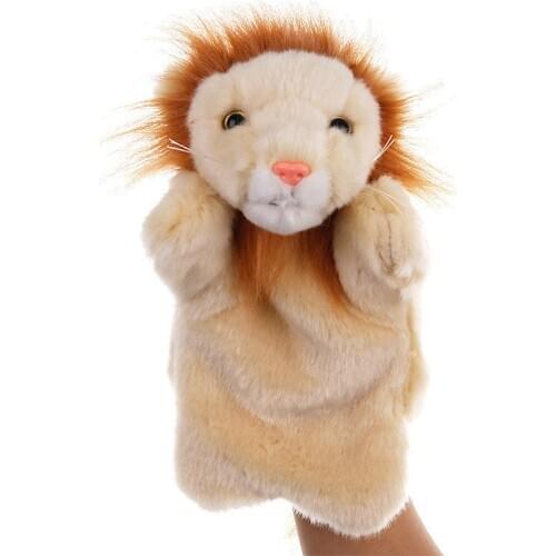 Plush Hand Puppet lion Dolls Kids Cute Soft Toy animals Doll telling story early education Learning Baby Toys Fantoche Puppets