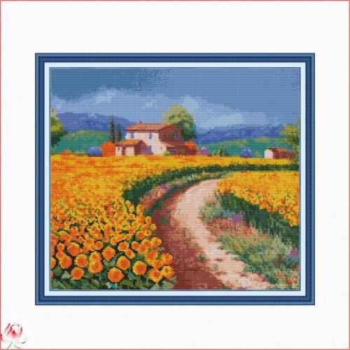 Joy Sunday Beautiful Flowers Pattern Cross Stitch Kit DIY Handmade Needlework Embroidery Kit Home Decoration Crafts Painting
