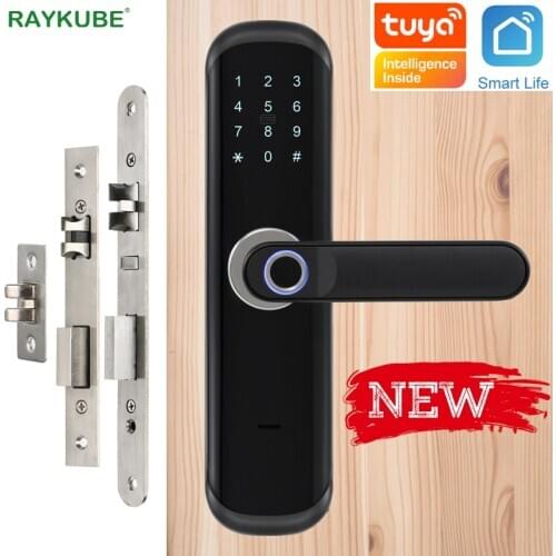 RAYKUBE Fingerprint Lock Wifi Tuya Smartlife APP IC Card Digital Code Electronic Door Lock Home Security Mortise Lock X3
