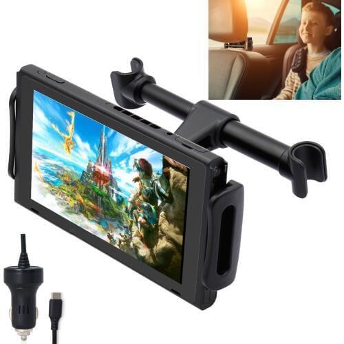 Nintend Switch in Car Headrest Mount Adjustable Holder Cigare Type C Power Supply Charger For Nintendoswitch NS Accessories