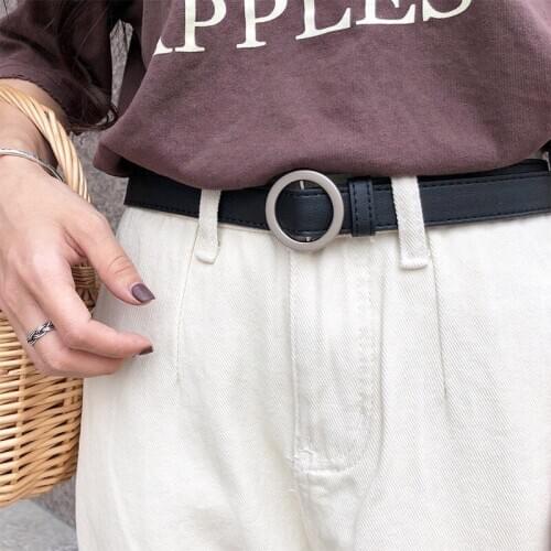 Luxury brand design ladies belt non-hole round button jeans fashion wild student belt classic trend design ladies belt