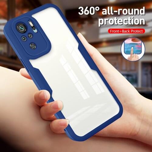 Luxury Transparent 360 Full Cover Case For Xiaomi Redmi Note 10 4G Front Back Shell For Redme Remi Note10 Phone Protection Coque