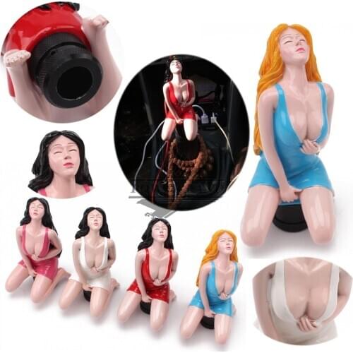 4colors Vehicle Sexy Doll Woman Style Car Gear Knob Handles Gear Shift Knob Manual Shifter Shift Lever Knob Handbrake Covers
