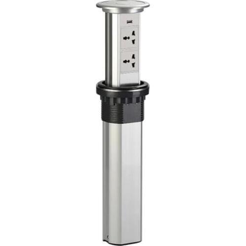 Smart Automatic Hidden Pop Up Tabletop Power Outlet Socket 2 Plug Power +1 USB Port for Office/Kitchen/Conference home furniture