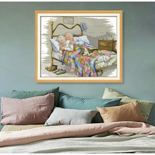 Manufacturers love each other old couple at home cross stitch decorative painting