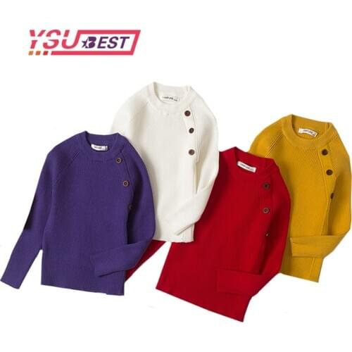2020 Boys Sweaters Girls Pullover Spring New Knitted Baby Girls Ribbed Sweater Girls Sweaters Solid Candy Color Kids Clothing