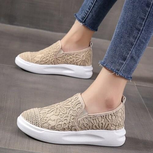 Tenis Feminino 2021 Summer Platform Tennis Shoes for Women Athletic Fitness Black Beige Sneakers Mesh Flats Zapatillas