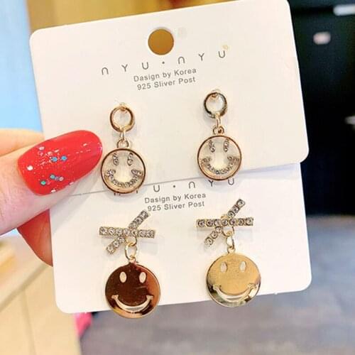 Goth Fashion Jewelry 2021 Trend Vintage Unusual Stainless Stud Earrings For Women Aesthetic Piercing Korean Round Geometry Smile