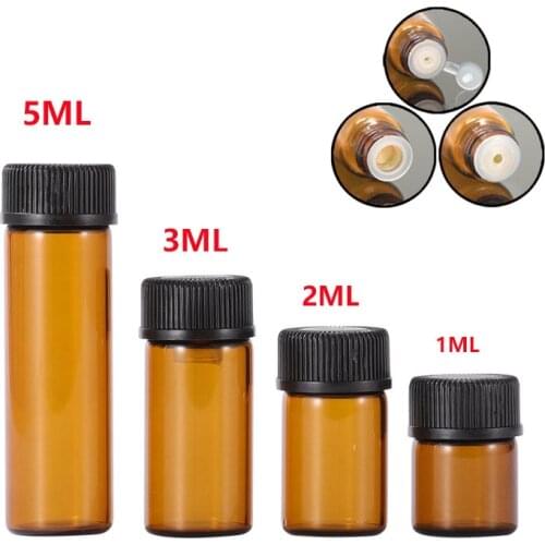 1pc Empty Amber Glass Essential Oil Bottle Laboratory Test Tube Glass Perfume Bottle Oil Bottle Test Sample 1/2/ 3/ 5ML
