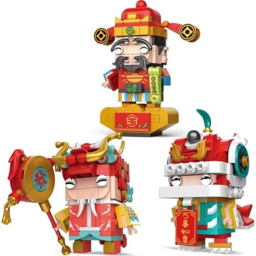 2021 Creator Series Chinese New Year Dragon and Lion Dance Brickheadz Desktop Ornaments Building Blocks Toys Gifts