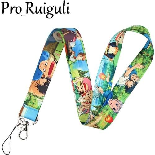 30pcs Howls Moving Castle Lanyard Keys Phone Holder Funny Neck Strap With Keyring ID Card DIY Animal webbings ribbons Hang
