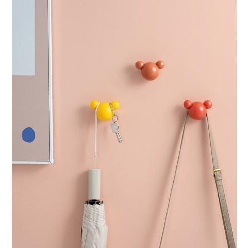 4pcs Nordic Cute Creative Seamless Wall Self Adhesive Hooks Organizer For Keys Hanging House Home Decoration Accessories Decor