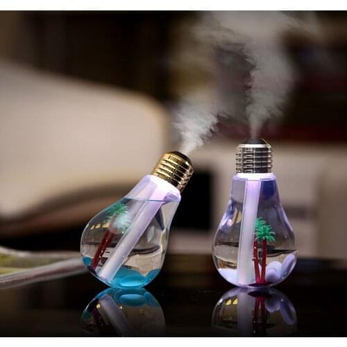 400ml Colorful Light Bulb Humidifier Aroma Diffuser Silver Lamp
