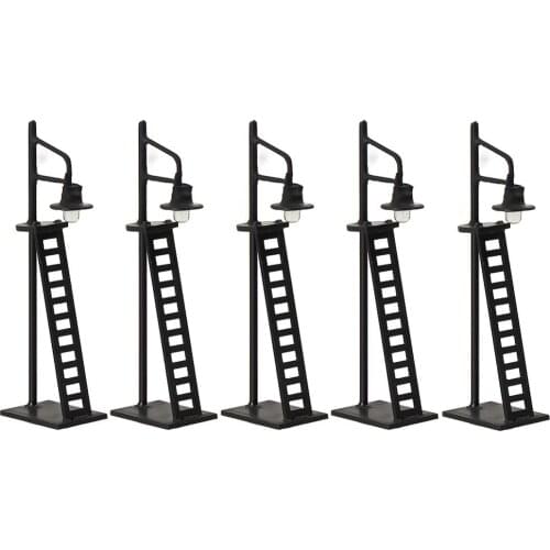 5pcs Model Train 1:200 Single Head Platform Lights with Ladder N Z Scale Lamp LEDs Mini 5.5cm RH426