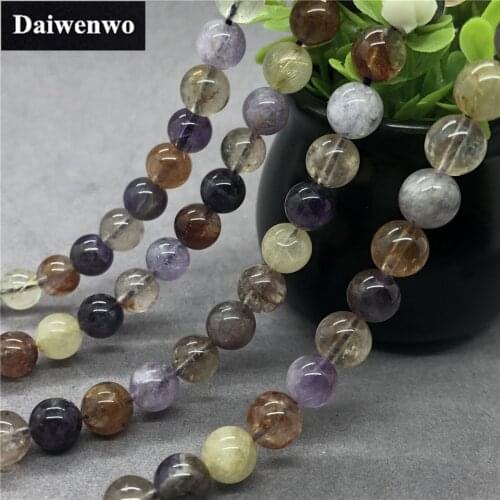 5A 100% Auralite Beads 6/8mm Round Natural Loose Stone Semi Precious DIY