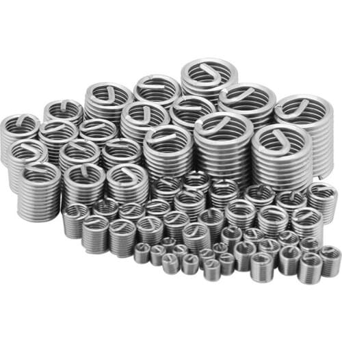 JFBL Hot 60Pcs Silver M3-M12 304 Wire Thread Insert Repair Kit Set Stainless Steel Spiral for Hardware Repair Tools Easy Install