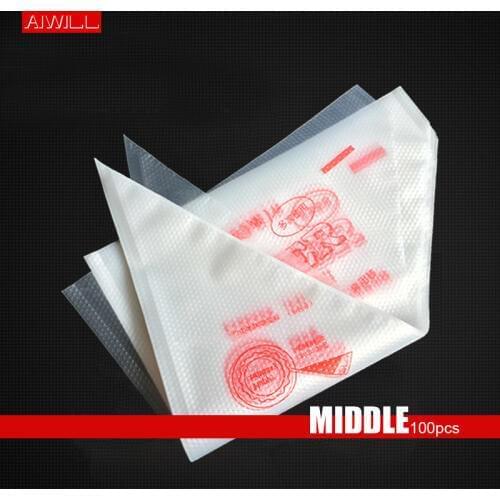 AIWILL [Middle] 100 pieces Disposable Plastic Thickening Decorating pastry Bag Cream Squeezing Bag Baking Tools